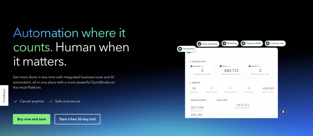 P&aacute;gina principal de QuickBooks Online