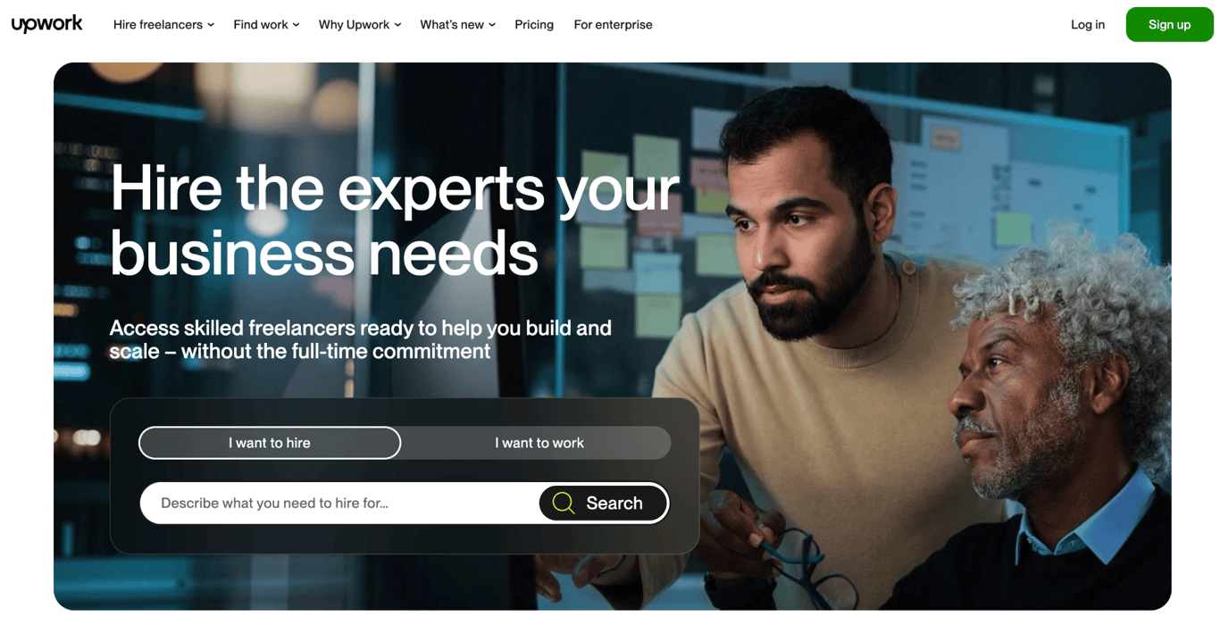 Página de inicio de Upwork