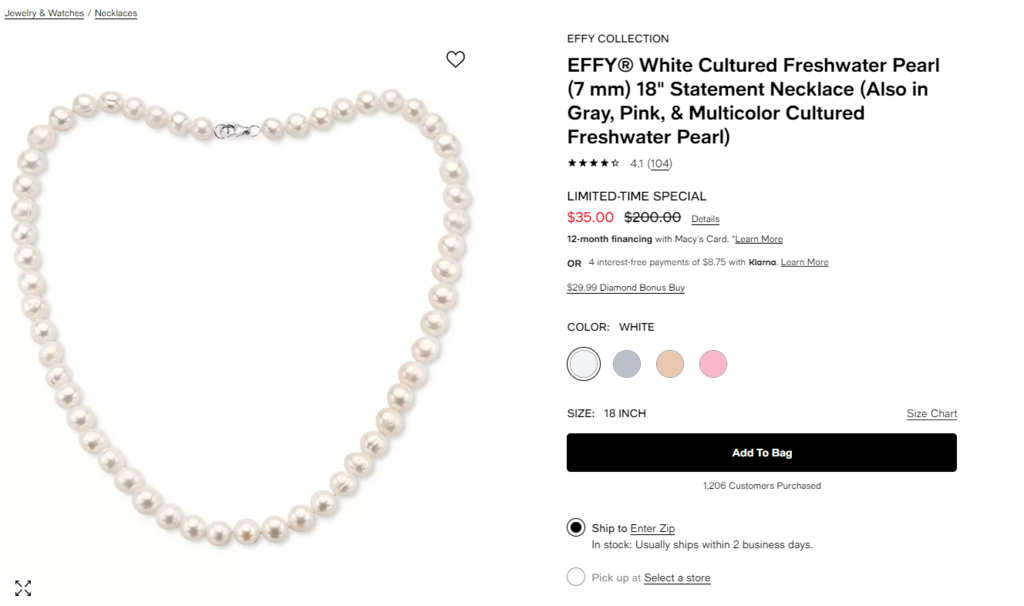 Un ejemplo de collar para vender online