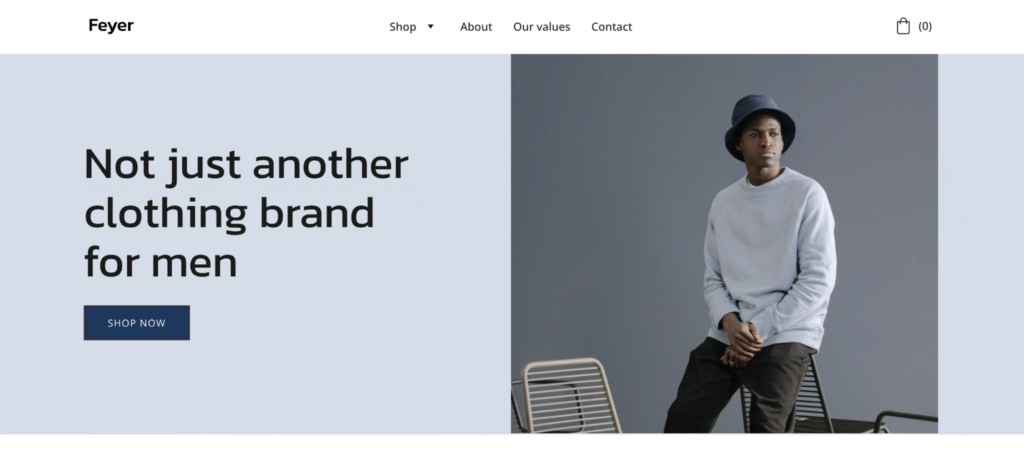 Plantilla de tienda de ropa del creador de páginas web de Hostinger