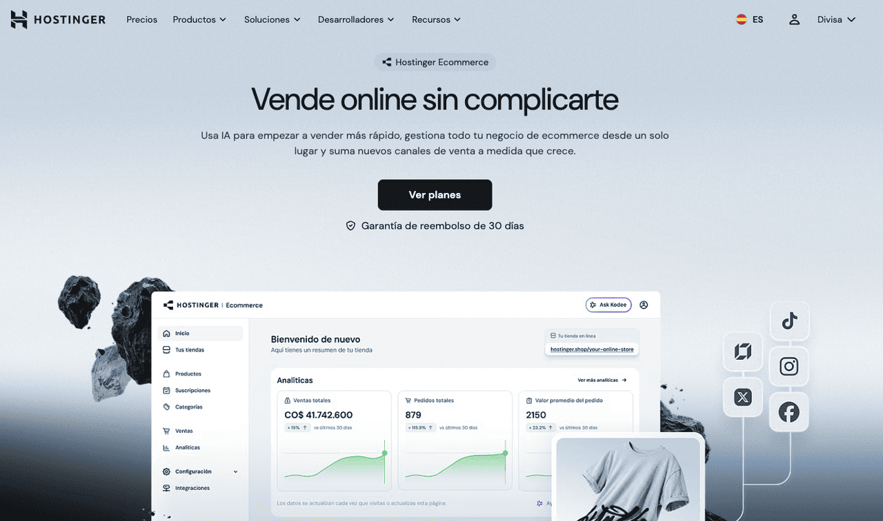 Página de Hostinger Ecommerce