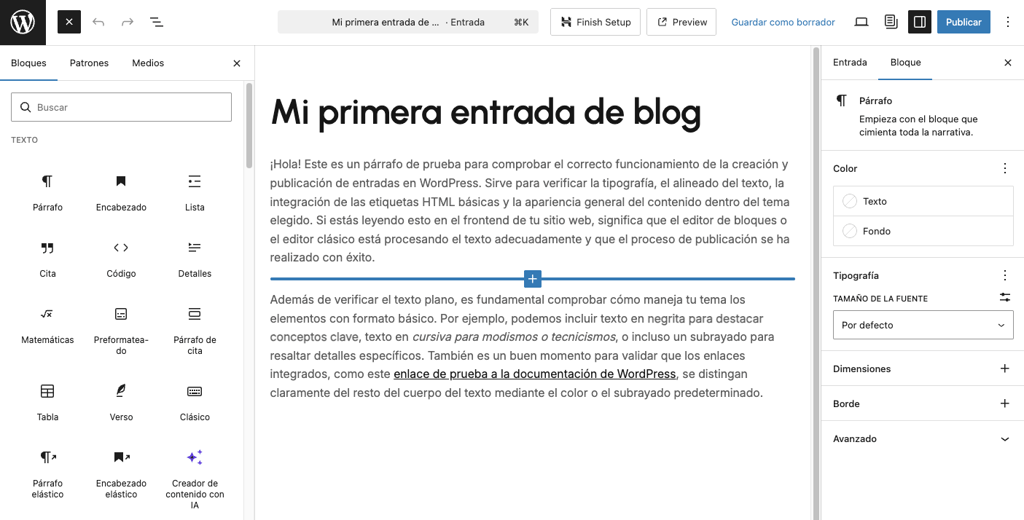Biblioteca de bloques de WordPress