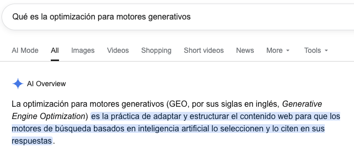 Resumen de búsqueda con IA de Google