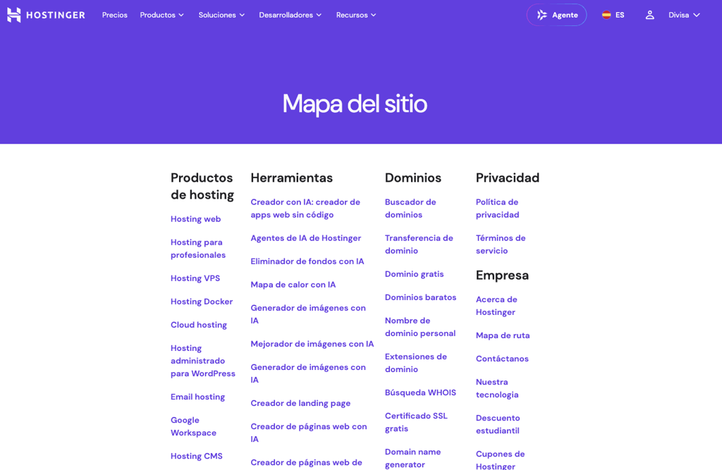 sitemap html de hostinger