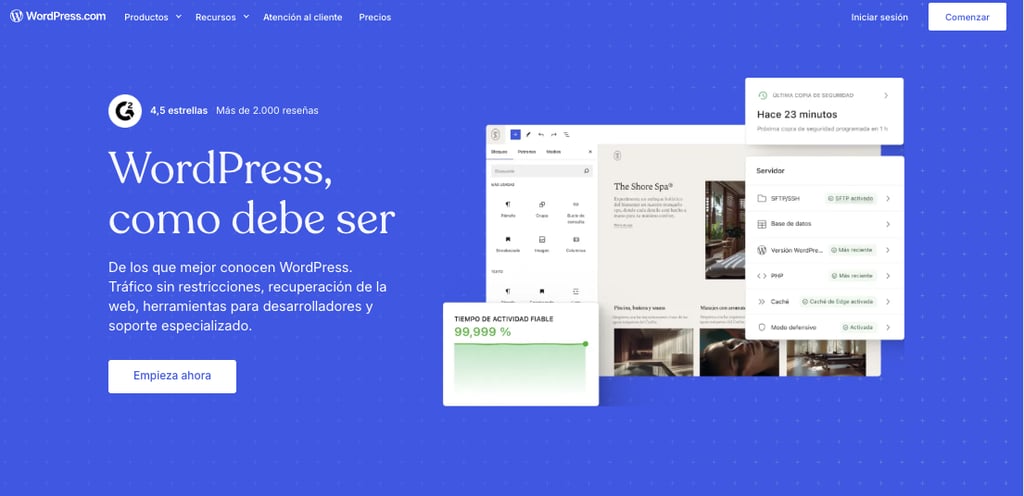 Página de inicio de WordPress.com