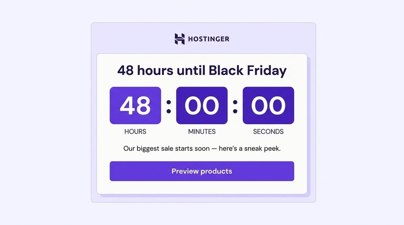 Email de adelanto de Black Friday con cuenta atrás