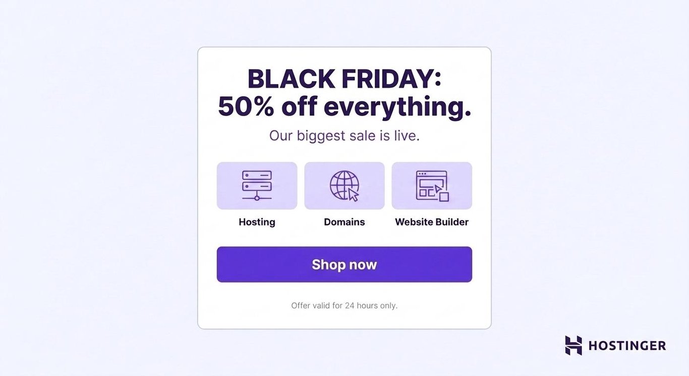 Email de lanzamiento llamativo para Black Friday