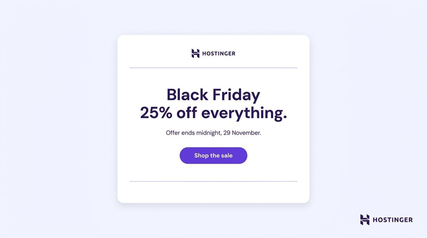 Email de lanzamiento minimalista para Black Friday