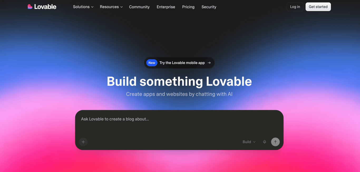 Página de inicio de Lovable
