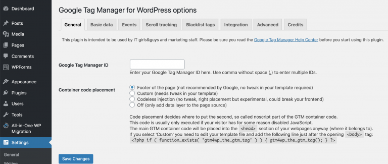 Google Tag Manager WordPress
