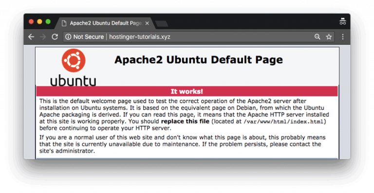 Halaman loading default Ubuntu