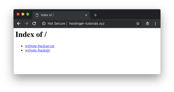 Index of error ketika upload website