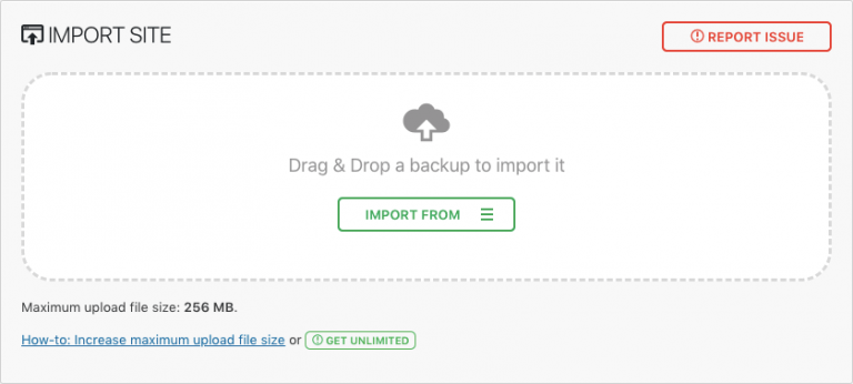 Upload website menggunakan plugin All in One WP Migration