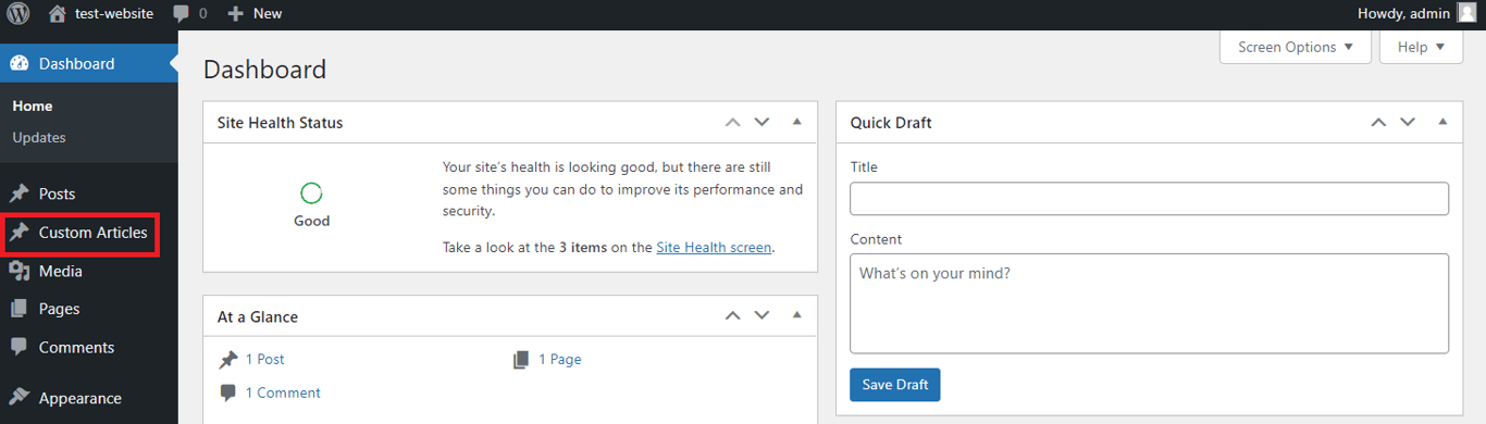 Jenis postingan kustom di sidebar WordPress
