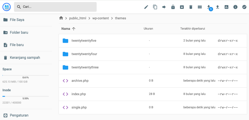 File single.php dan archive.php berada di luar folder tema aktif
