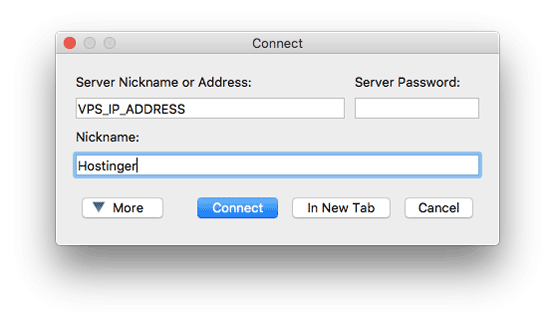 Buat koneksi ke server TeamSpeak 3 via client