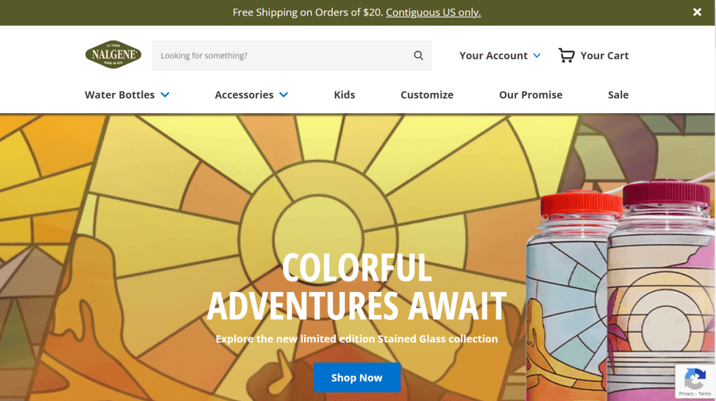 tampilan homepage website nalgene