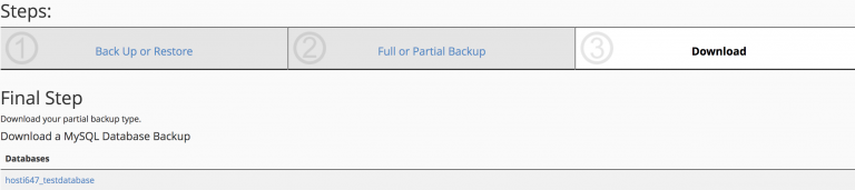 Langkah terakhir partial backup