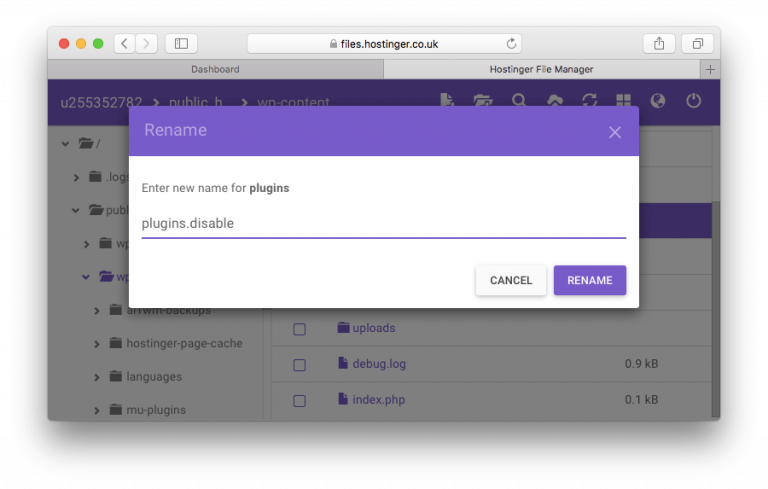 Mematikan semua plugin WordPress via FTP