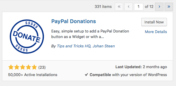 Mencari plugin PayPal Donations