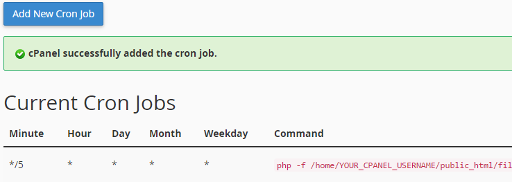 Cron Job berhasil ditambahkan