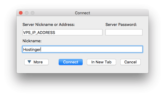 Buat koneksi ke server TeamSpeak 3 via client