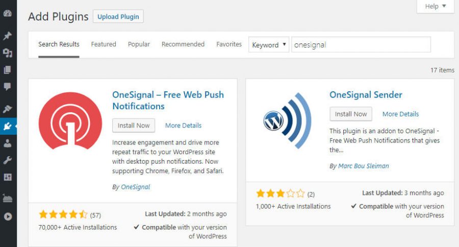 Install plugin OneSignal untuk membuat push notification website