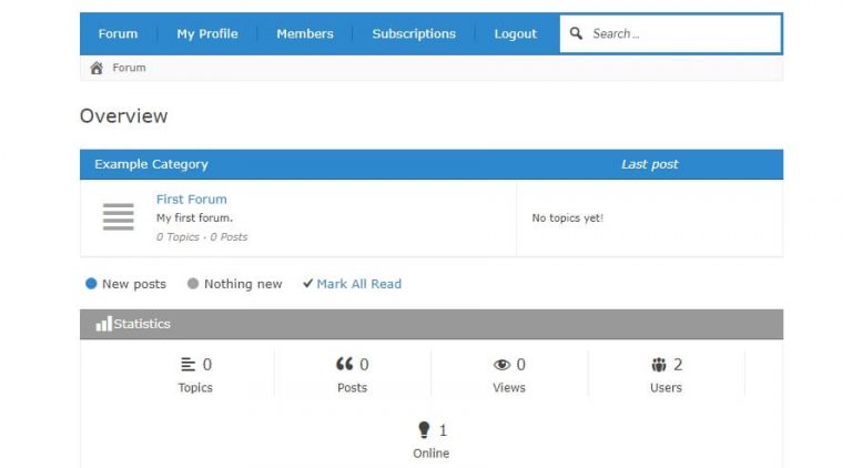 Contoh tampilan dasar untuk forum di WordPress