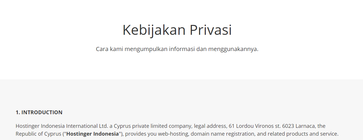 Halaman Kebijakan Privasi