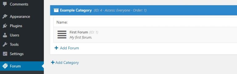 Struktur standar untuk forum WordPress