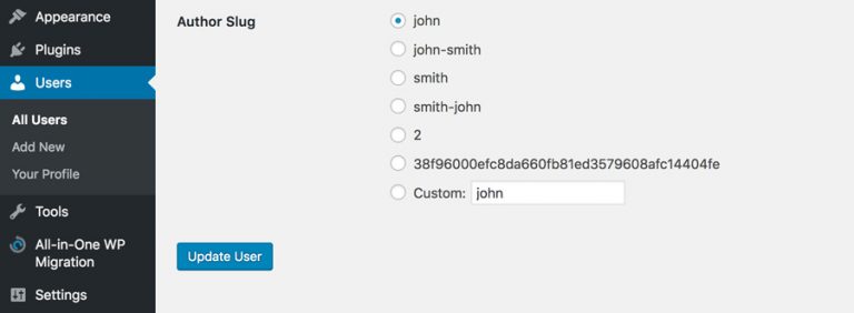 Mengedit author slug