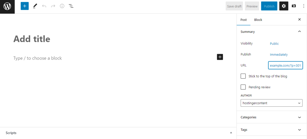 Tampilan Gutenberg editor WordPress