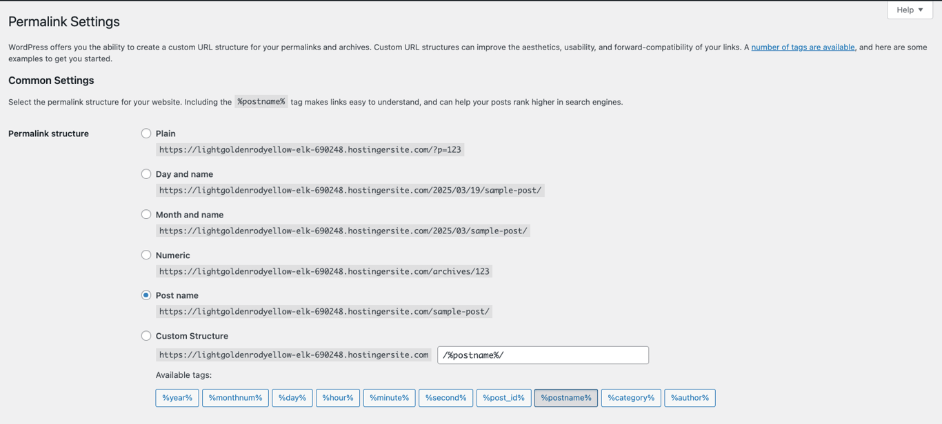Pengaturan permalink WordPress