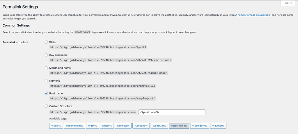 Pengaturan permalink WordPress