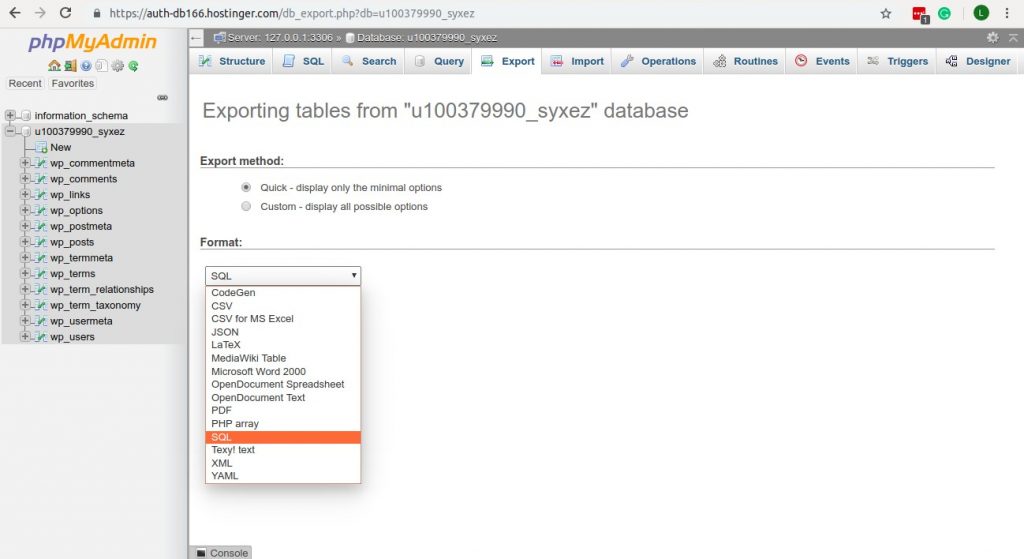 Mengelola database WordPress: membuat backup