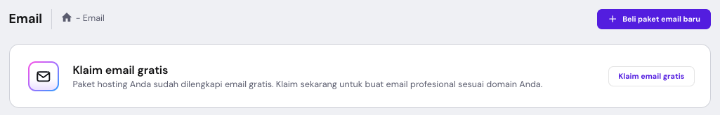 Klaim email gratis yang tersedia bersama paket hosting
