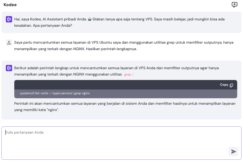 hasil yang diberikan kodee terkait perintah grep