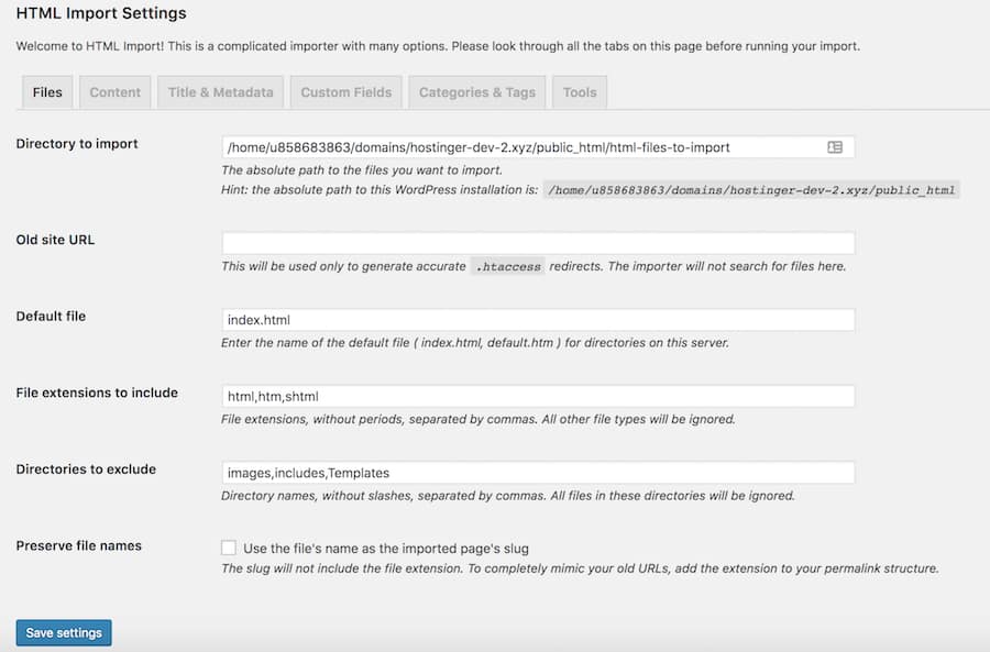 pengaturan impor html