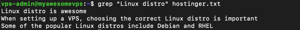 grep menghasilkan baris yang cocok dari sebuah file