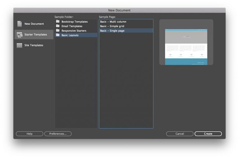template starter dari dreamweaver