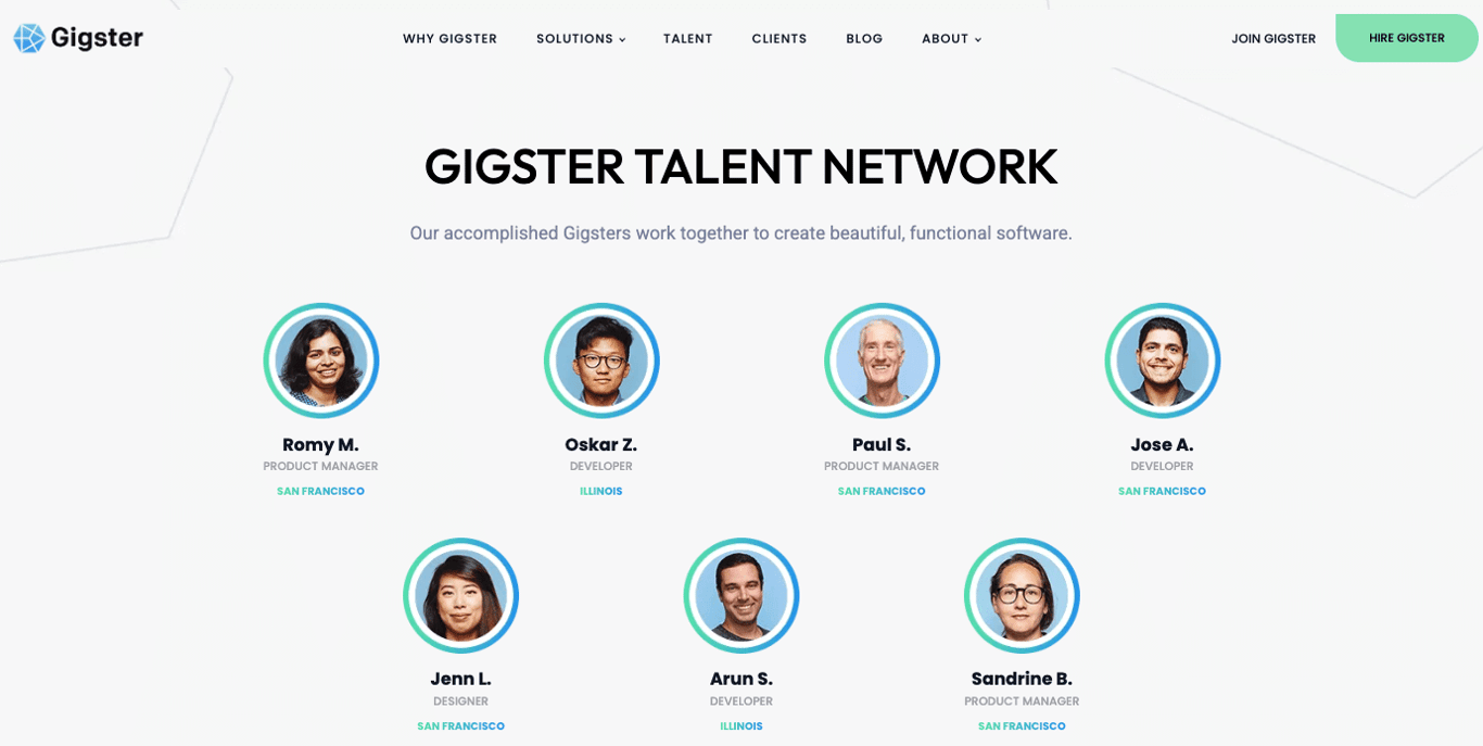 homepage website freelance gigster