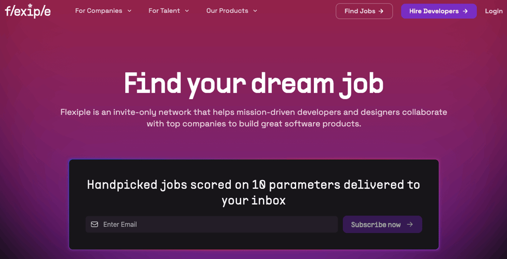 homepage website flexiple