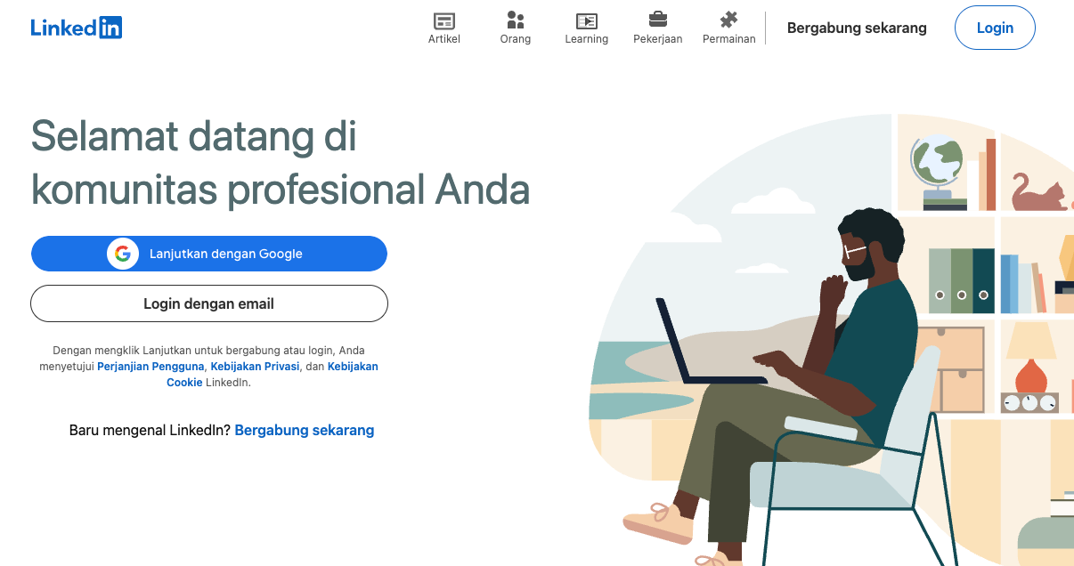 tampilan homepage linkedin Indonesia