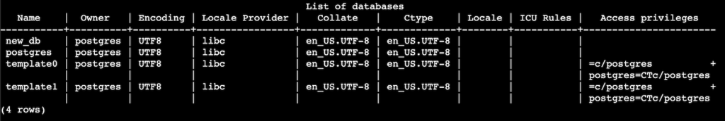 mencantumkan daftar database saat menginstal postgresql centos