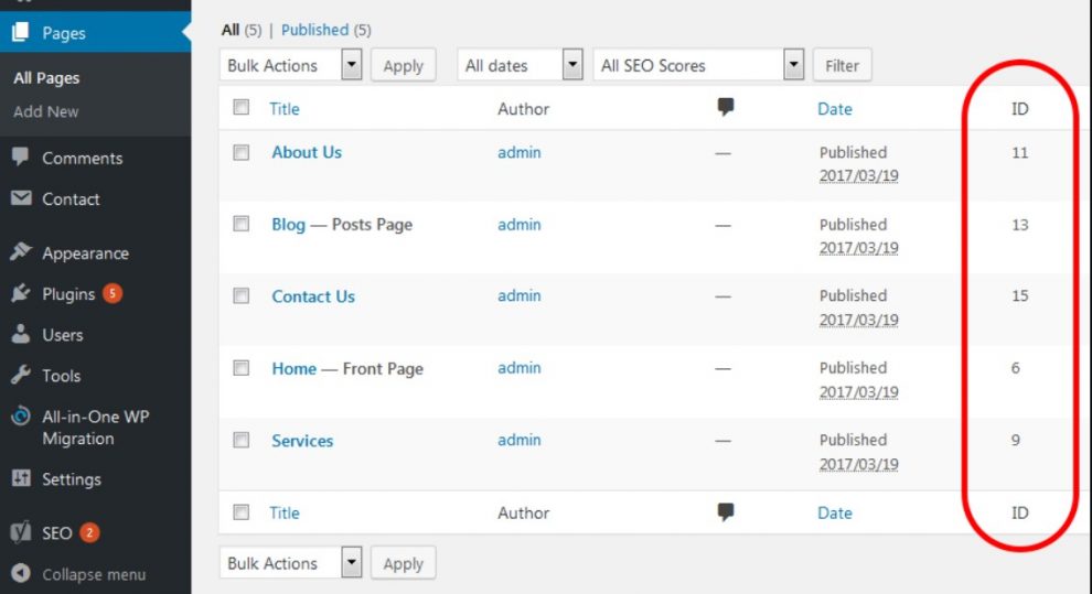 ID yang nampak pada plugin