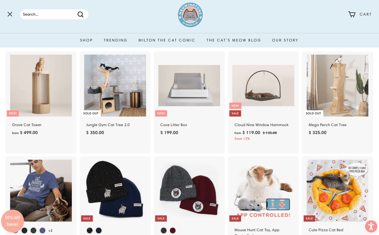 homepage contoh website dropship meowingtons