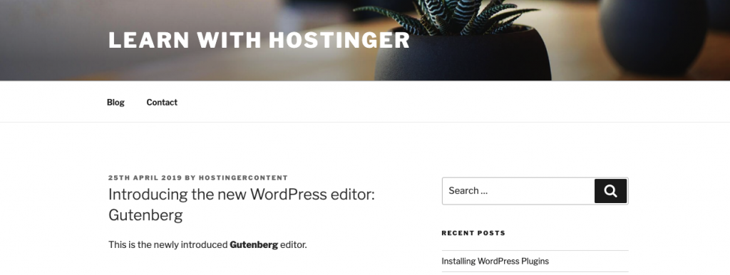hasil edit html dengan gutenberg