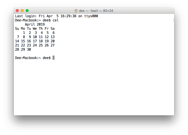 Apa itu CLI - menampilkan kalender di terminal