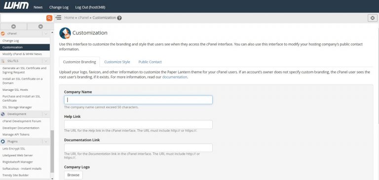 Salah satu kegunaan WHM, modifikasi brand