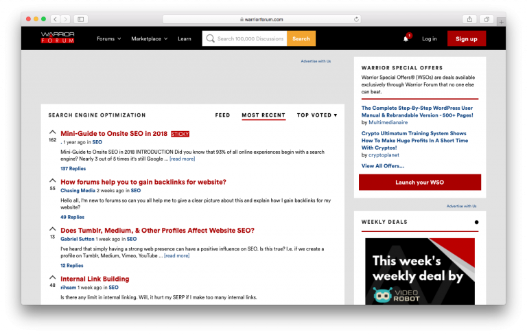 SEO forum - Warrior Forum
